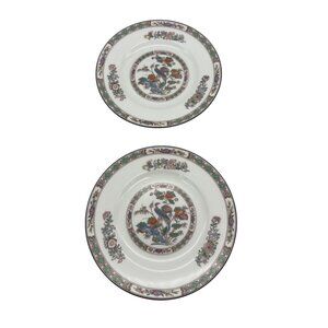 Wedgwood Kutani Crane Pair Bread & Butter Plates Bird Design England 6" R4464